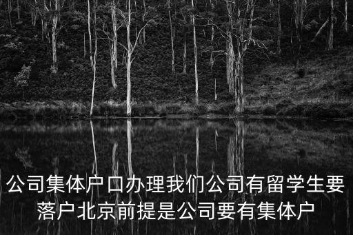 公司集體戶口辦理我們公司有留學生要落戶北京前提是公司要有集體戶