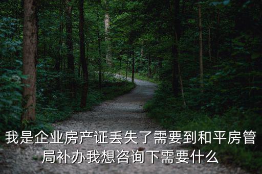 我是企業房產證丟失了需要到和平房管局補辦我想咨詢下需要什么