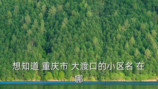 想知道 重慶市 大渡口的小區名 在哪