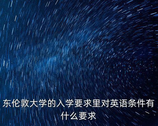 國際學校的入學要求英語，東倫敦大學的入學要求里對英語條件有什么要求