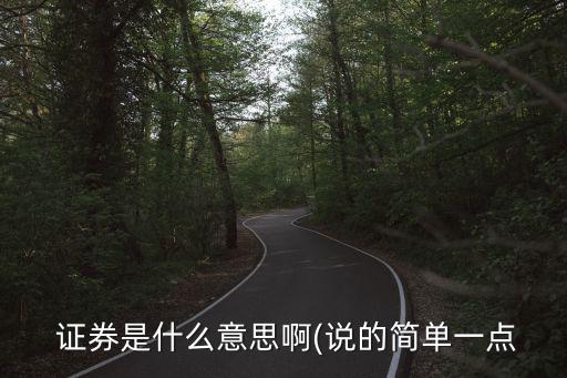  證券是什么意思啊(說的簡單一點