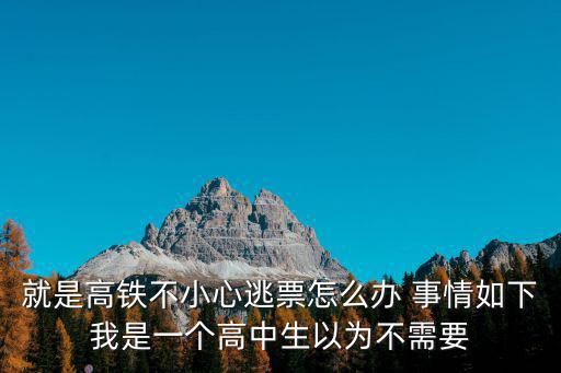 就是高鐵不小心逃票怎么辦 事情如下我是一個高中生以為不需要