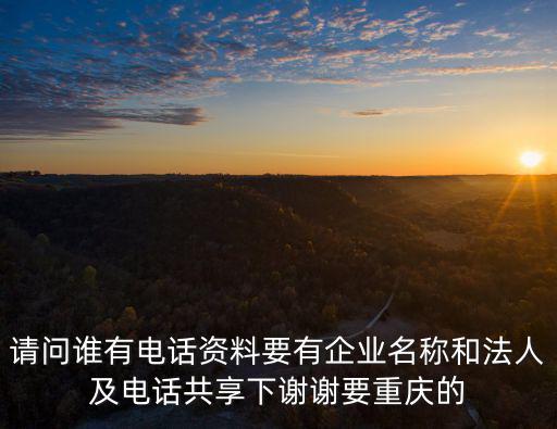 請問誰有電話資料要有企業(yè)名稱和法人及電話共享下謝謝要重慶的