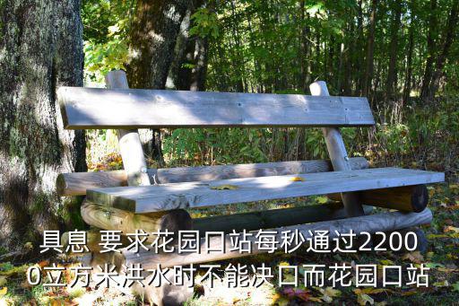 具息 要求花園口站每秒通過22000立方米洪水時不能決口而花園口站
