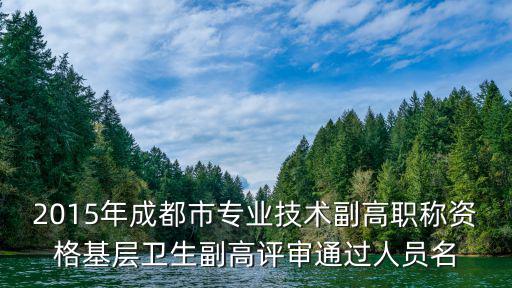 2015年成都市專業(yè)技術(shù)副高職稱資格基層衛(wèi)生副高評審?fù)ㄟ^人員名