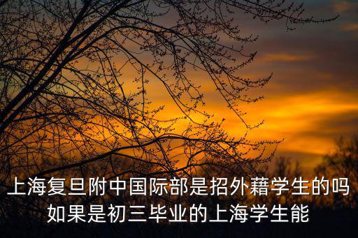 上海復旦附中國際部是招外藉學生的嗎如果是初三畢業的上海學生能