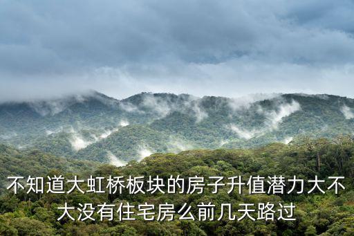 不知道大虹橋板塊的房子升值潛力大不大沒有住宅房么前幾天路過