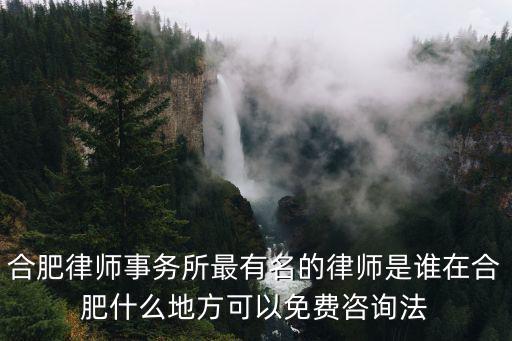 合肥律師事務所最有名的律師是誰在合肥什么地方可以免費咨詢法