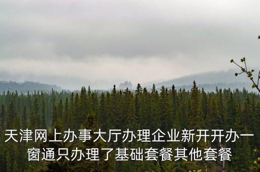 新辦企業如何開通一網通辦，天津網上辦事大廳辦理企業新開開辦一窗通只辦理了基礎套餐其他套餐