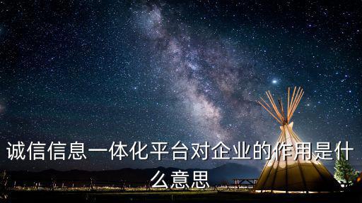 誠(chéng)信信息一體化平臺(tái)對(duì)企業(yè)的作用是什么意思
