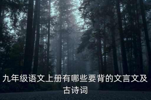 九年級語文上冊有哪些要背的文言文及古詩詞