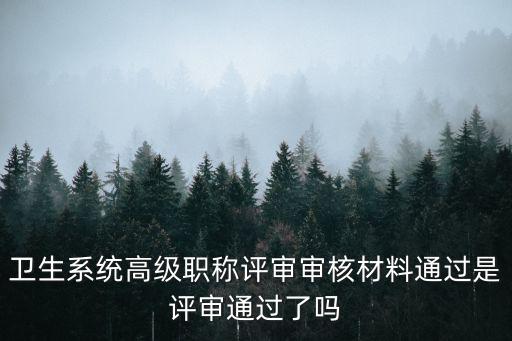 衛生系統高級職稱評審審核材料通過是評審通過了嗎