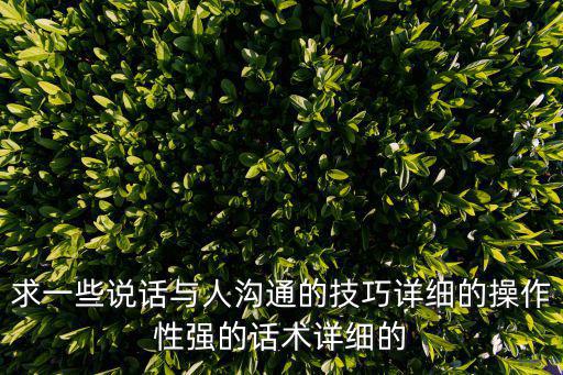 求一些說話與人溝通的技巧詳細的操作性強的話術詳細的