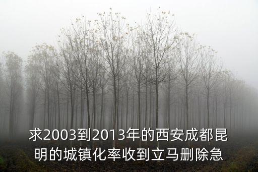 求2003到2013年的西安成都昆明的城鎮化率收到立馬刪除急