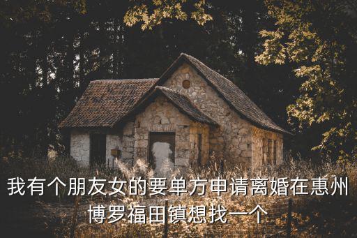 我有個朋友女的要單方申請離婚在惠州博羅福田鎮想找一個