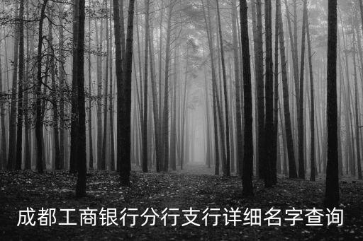成都工商銀行分行支行詳細(xì)名字查詢