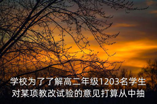 學校為了了解高二年級1203名學生對某項教改試驗的意見打算從中抽
