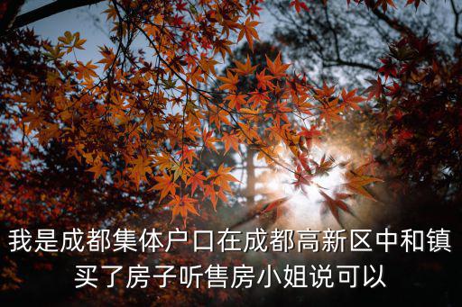 我是成都集體戶口在成都高新區中和鎮買了房子聽售房小姐說可以