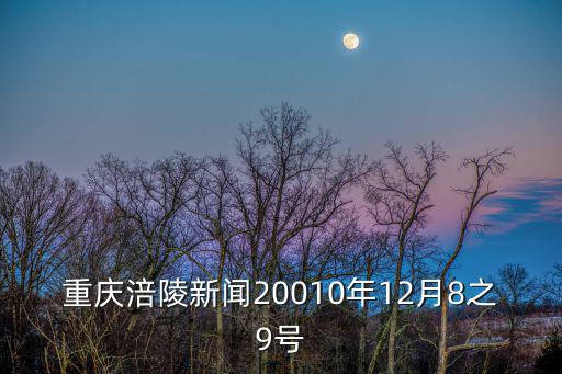 重慶涪陵新聞20010年12月8之9號