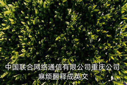 中國聯合網絡通信有限公司重慶公司 麻煩翻釋成英文