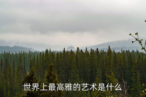 高雅藝術，世界上最高雅的藝術是什么