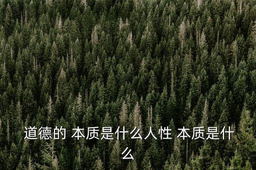  道德的 本質是什么人性 本質是什么