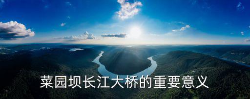 菜園壩長江大橋的重要意義