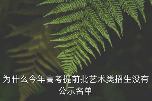 為什么今年高考提前批藝術類招生沒有公示名單