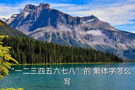 四的繁體字,第一集:數(shù)字的大小寫