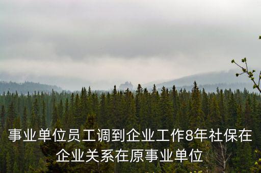 事業單位員工調到企業工作8年社保在企業關系在原事業單位