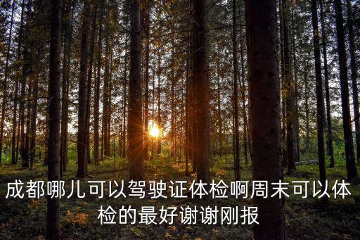 成都哪兒可以駕駛證體檢啊周末可以體檢的最好謝謝剛報