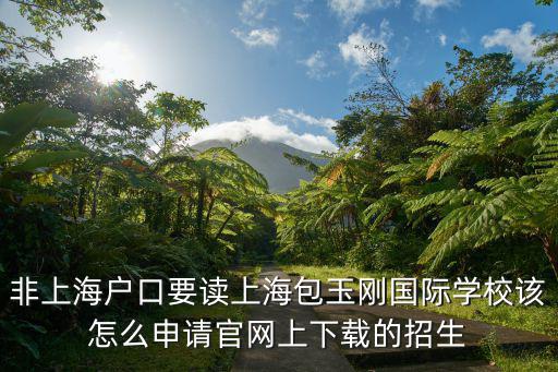 非上海戶口要讀上海包玉剛國際學校該怎么申請官網(wǎng)上下載的招生