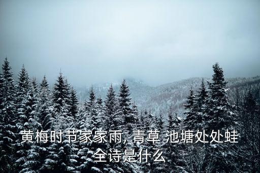 青草池塘處處蛙,黃梅時節(jié)家家下雨青草池塘青蛙遍地