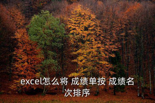 excel怎么將 成績單按 成績名次排序