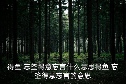 得魚忘筌,得魚忘你還是得不到魚，兔子忘了蹄