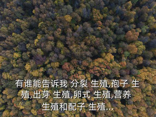有誰能告訴我 分裂 生殖,孢子 生殖,出芽 生殖,卵式 生殖,營養 生殖和配子 生殖...