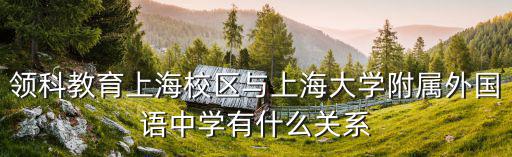領(lǐng)科教育上海校區(qū)與上海大學(xué)附屬外國(guó)語中學(xué)有什么關(guān)系