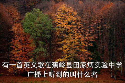 有一首英文歌在蕉嶺縣田家炳實(shí)驗(yàn)中學(xué)廣播上聽到的叫什么名