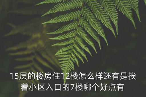 15層的樓房住12樓怎么樣還有是挨著小區(qū)入口的7樓哪個好點有