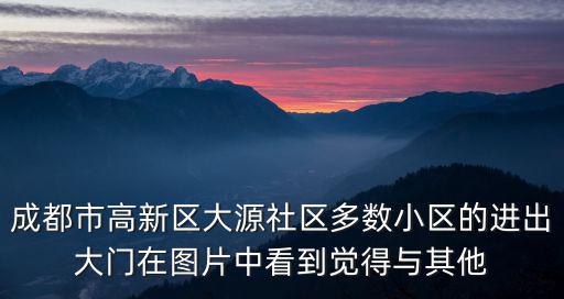 成都市高新區(qū)大源社區(qū)多數(shù)小區(qū)的進出大門在圖片中看到覺得與其他