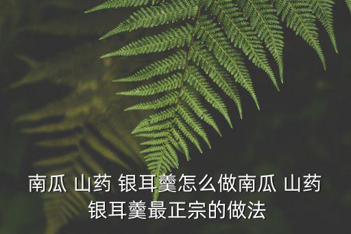 南瓜 山藥 銀耳羹怎么做南瓜 山藥 銀耳羹最正宗的做法