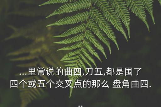 ...里常說的曲四,刀五,都是圍了四個或五個交叉點的那么 盤角曲四...