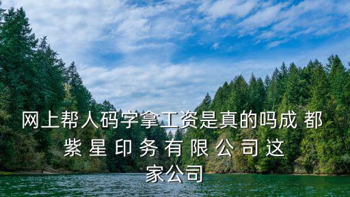 網(wǎng)上幫人碼字拿工資是真的嗎成 都 紫 星 印 務(wù) 有 限 公 司 這家公司
