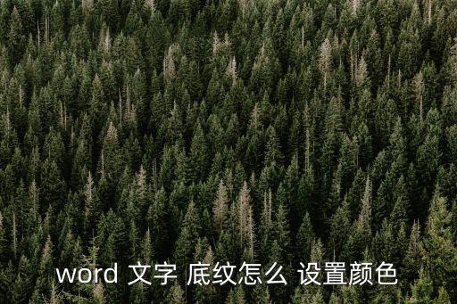 word 文字 底紋怎么 設(shè)置顏色