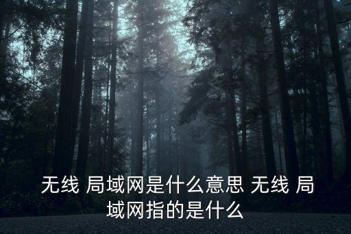  無線 局域網是什么意思 無線 局域網指的是什么