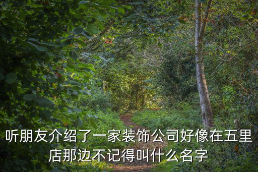 聽朋友介紹了一家裝飾公司好像在五里店那邊不記得叫什么名字