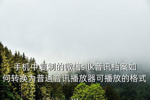 手機中復制的微信silk音訊檔案如何轉換為普通音訊播放器可播放的格式...