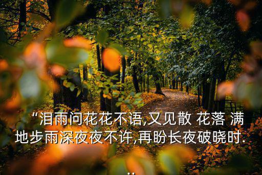 花落滿地,花飛過秋千含淚問落花是否知道我的心思