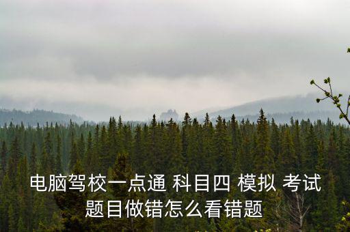 電腦駕校一點通 科目四 模擬 考試題目做錯怎么看錯題