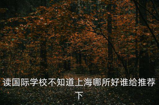 讀國際學校不知道上海哪所好誰給推薦下